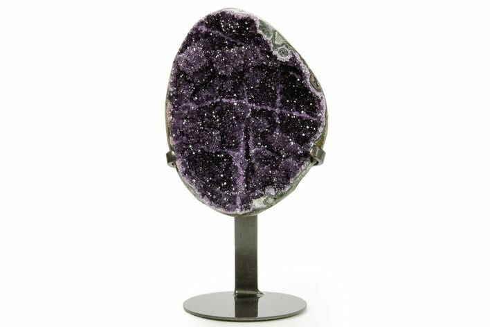 Deep-Purple Amethyst Geode With Metal Stand - Uruguay #364444